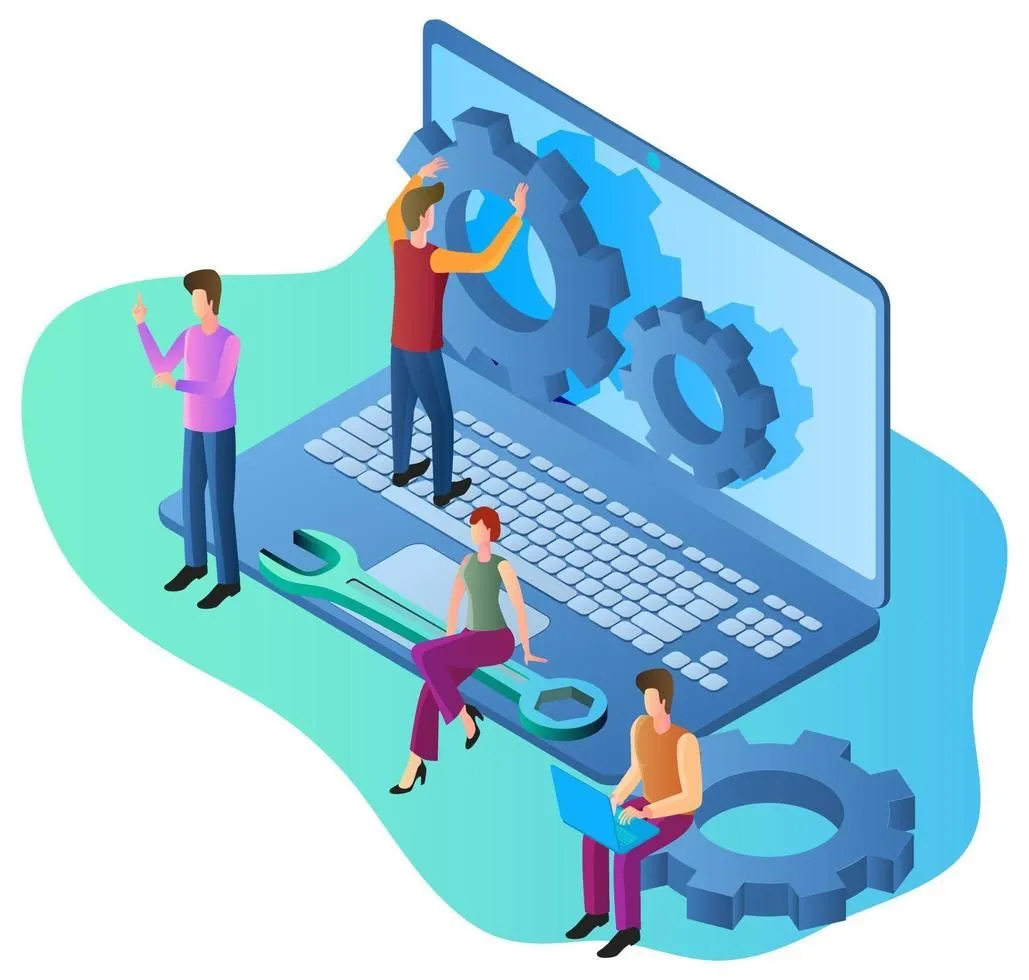 Stylized process illustration